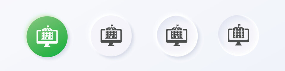 Wall Mural - online school icon. neumorphism round style button design vector