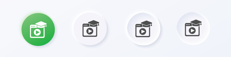 Wall Mural - online education icon. neumorphism round style button design vector