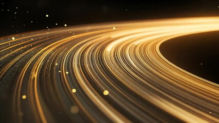Wall Mural - abstract background with glowing golden lines and bokeh lights on black background. animation loopin