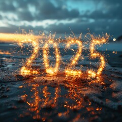 Poster - New Year Celebration 2024 Fireworks Greeting Card Banner Design
