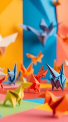 Wall Mural - Background for World Origami Day in Various Character and Shape for Advertisement, Social Media, or Hobbies