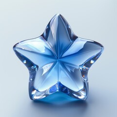 Poster - Blue Glass Star Icon Frosted Glass Transparent Technology Isometric White Background