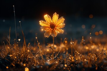 Poster - Golden fireworks in night sky