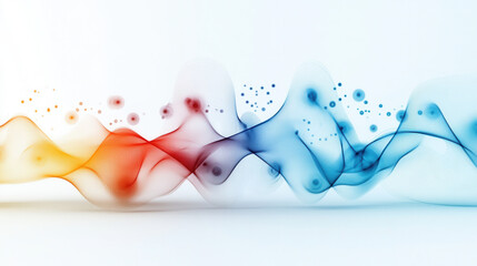 Poster - Dynamic abstract waves in red, blue, and orange colors create visually striking representation of fluid motion and energy. design evokes sense of movement and creativity