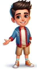 Cheerful Cartoon Young Man in Casual Attire Smiling Cartoon Man in Modern Outfit Friendly Cartoon Male Character Full Body Cute Cartoon Boy in Playful Pose Stylish Cartoon Man with Confident Expressio