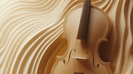 Poster - Elegant Wooden Cello Against Textured Background