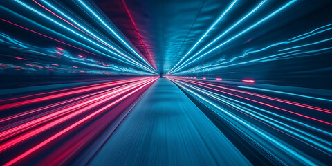 Aufkleber - Light trails creating colorful streaks in a futuristic tunnel at night