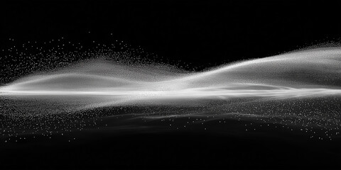 Poster - White particles flowing over black background creating abstract landscape