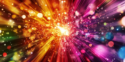 Poster - Abstract festive background exploding with bright colorful lights and bokeh effect