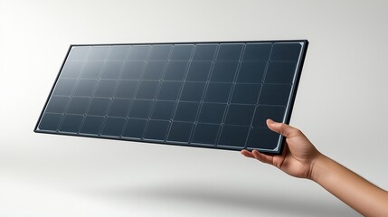 A large solar panel holding by hand from the bottom of the frame