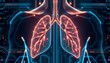 © MR.DEEN - Digitally glowing human lungs on a futuristic background, representing technology in medicine and healthcare innovations