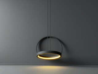 Poster - a modern ring light fixture hangs from the ceiling. ai.