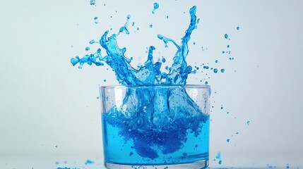 Poster - Vibrant Blue Water Splash in Glass Cup