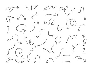 Poster - Collection of various arrows in doodle style. Hand drawn scribble arrow. Line art Sketch illustration. Great for highlighting points in infographics, notes, graphic design projects