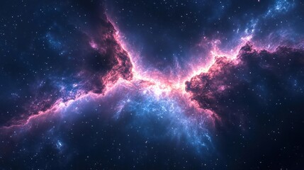 Wall Mural - Astrophotograph capturing a celestial scene, including the Milky Way galaxy and nebulae in deep space.