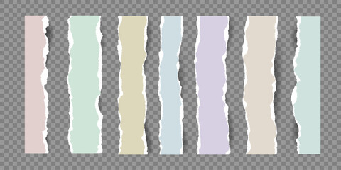 Poster - Set of colored stripes from torn note paper. Realistic notepad Fragments. Template for handmade Collage, backgrounds, notes, memo effects, poster, text highlighting, banner