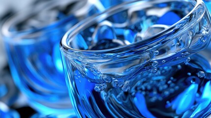 Poster - Vibrant Blue Water in Glass Containers