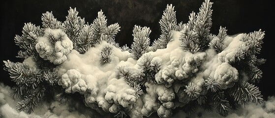 Poster - A Detailed Close-up of Pine Branches Covered in Frost and Snow