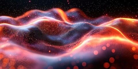 Abstract Wavy Orange and Red Pattern with Glittering Lights