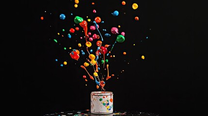 Poster - Colorful Paint Splash Against Dark Background