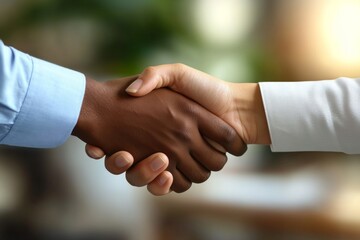 Closeup of a business partnership represented through a handshake.