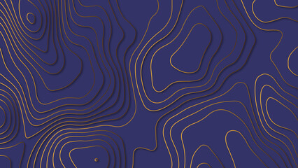 Wall Mural - Topography map concept or smooth origami paper cut. Luxury purple abstract papercut background with 3d geometry circles and gold lines, 