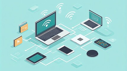 Poster - Digital Devices Connected in Modern Technology Network