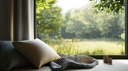 Poster - Cozy Indoor Scene with Scenic Nature View