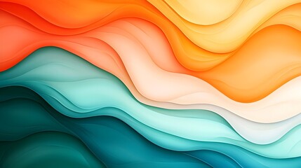 Fototapete - Smooth vibrant gradient waves blending seamlessly across the canvas creating a mesmerizing and captivating digital backdrop with soft textured elements for a premium modern aesthetic