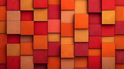 Poster - Vibrant pixelated squares in warm shades create a retro inspired abstract background with a modern minimalist design  The digital art features a mosaic like pattern of colorful