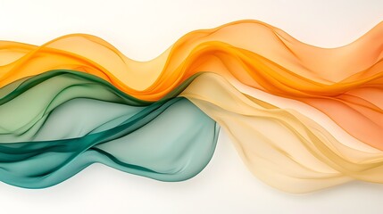 Poster - Tranquil and Visually Striking Minimalist Painting with Soft Flowing Waves of Yellow and Green Color Across a Clean White Canvas