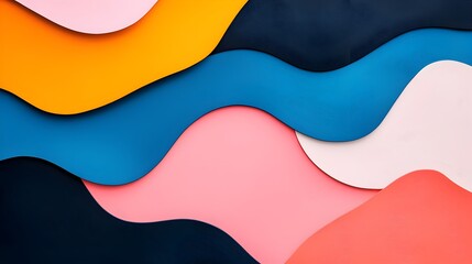Leinwandbilder - Mesmerizing abstract background featuring organic shapes layered in a vibrant gradient of pinks and blues creating a dynamic and visually striking composition