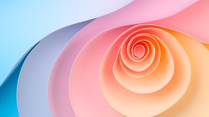 Poster - Soft swirling pastel spiral creating a hypnotic and visually striking abstract background with captivating color gradients and fluid ethereal movements