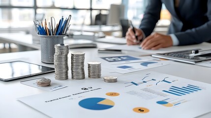 Professional financial advisor discussing investment portfolio and planning strategies with client in a modern well lit office setting