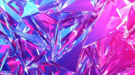 prismatic polygon pattern, dynamic color transition cyan to indigo to magenta, faceted crystal-like shapes, luminous vertices, intricate web of light beams, multidimensional mesh design, sleek