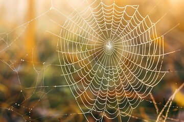 Wall Mural - spider web with dew drops