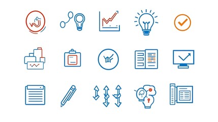 Leinwandbilder - Elegant line icon set perfect for designs related to conferences meetings classroom discussions and various team and work symbols showcased on a clean white background