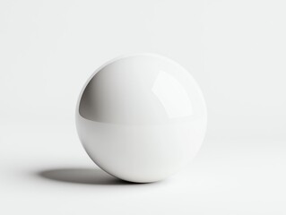 Fototapete - A glossy white sphere on a clean white background, perfect for modern design projects or as a minimalist decoration piece.