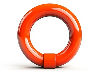 Poster - Bright orange circular object with glossy finish on a white isolated background, ideal for modern design and creative projects.