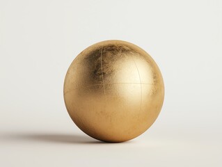 Fototapete - A smooth, golden sphere with a reflective surface, set against a white isolated background, perfect for design and creative projects.
