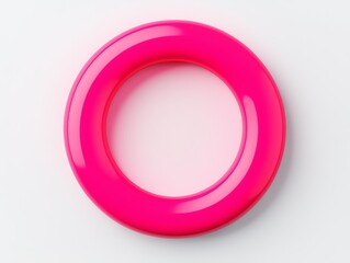Poster - A vibrant pink circular object with a glossy finish, isolated on a white background, ideal for graphic design and creative projects.
