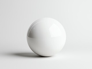 Fototapete - A glossy white sphere resting on a smooth surface, with soft shadows creating a minimalistic and elegant look. Perfect for use in modern design and creative projects.