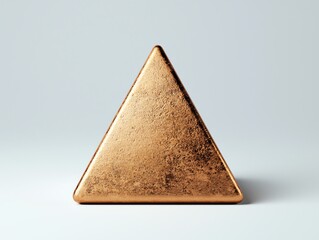 Poster - A shiny, golden triangular prism showcased on a white isolated background, highlighting its smooth texture and geometric shape, perfect for modern design projects.