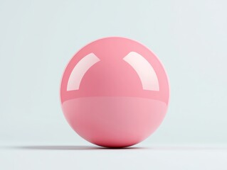 Poster - A vibrant and glossy pink sphere placed on a light background, showcasing its smooth surface and reflective qualities, ideal for modern design projects and digital artwork.