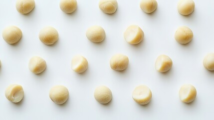 Poster - Minimalist Pattern of Round Light Objects on White Surface