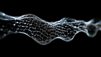 Poster - Abstract Wave with Mesh Structure in Monochrome