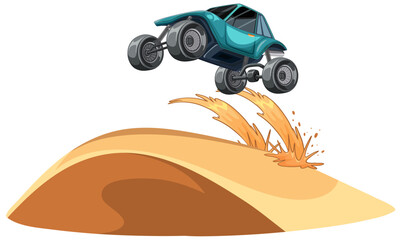 Off-Road Buggy Jumping Over Sand Dune