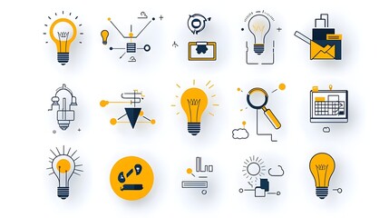 Aufkleber - showcasing forward thinking solutions and creative tools for collaborative teamwork and innovative ideas on a clean white background  Conceptual design representing technology progress