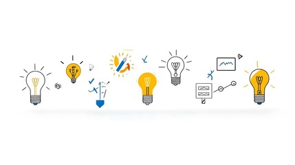 Poster - Breakthrough Ideas Represented by Creative Symbols like Strategic Concepts on White Background  Illustrating Problem Solving