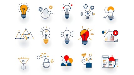 Poster - breakthrough solutions with creative symbols and collaborative ideas on a clean white background of 